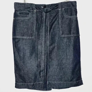 Talbots Skirt Linen Cotton Blend Blue Size 10P